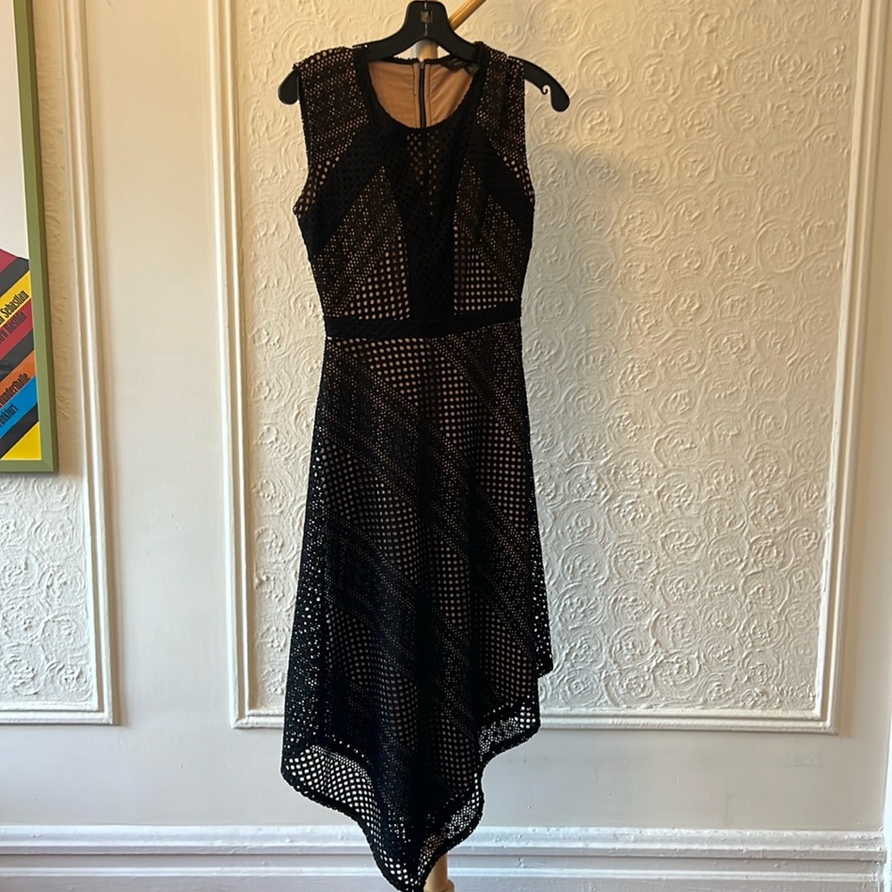 Black Netted Dress with Nude Underlay